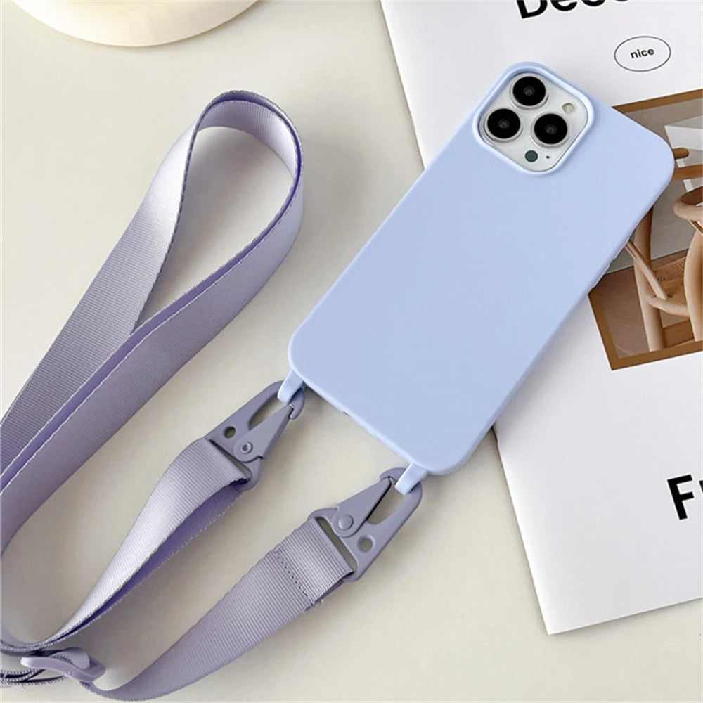 Crossbody Lanyard Case for iPhone 14-17 Pro Max - Shockproof Silicone Strap Cover - ZOOMNSTORE