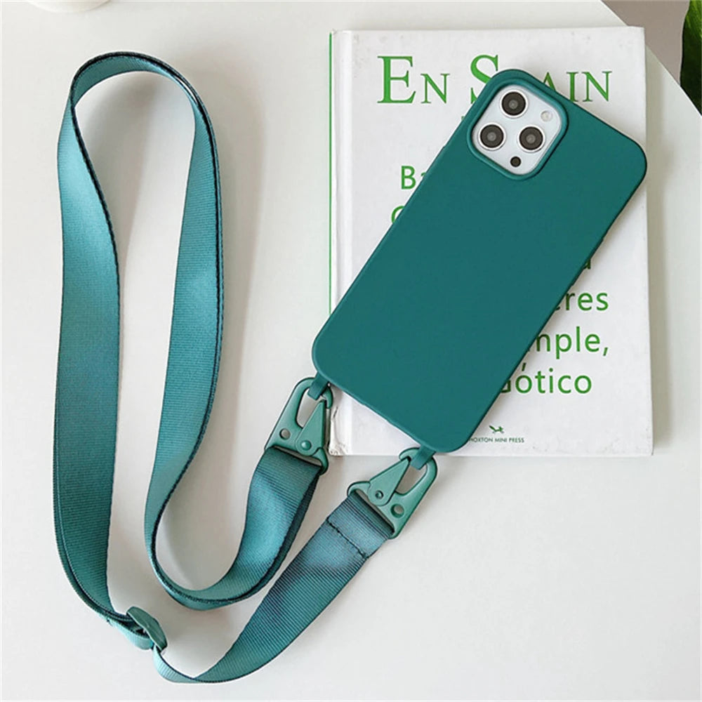 Crossbody Lanyard Case for iPhone 14-17 Pro Max - Shockproof Silicone Strap Cover - ZOOMNSTORE