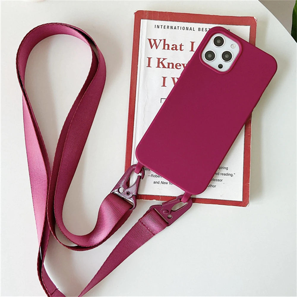 Crossbody Lanyard Case for iPhone 14-17 Pro Max - Shockproof Silicone Strap Cover - ZOOMNSTORE