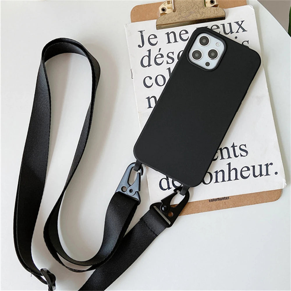 Crossbody Lanyard Case for iPhone 14-17 Pro Max - Shockproof Silicone Strap Cover - ZOOMNSTORE