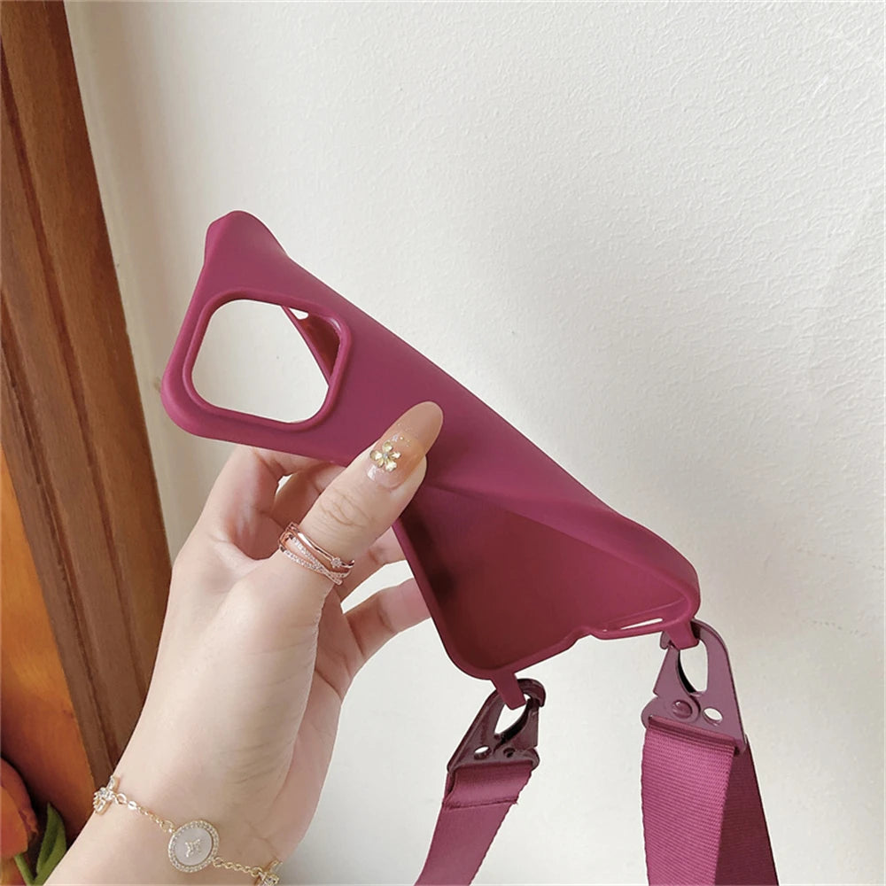 Crossbody Lanyard Case for iPhone 14-17 Pro Max - Shockproof Silicone Strap Cover - ZOOMNSTORE