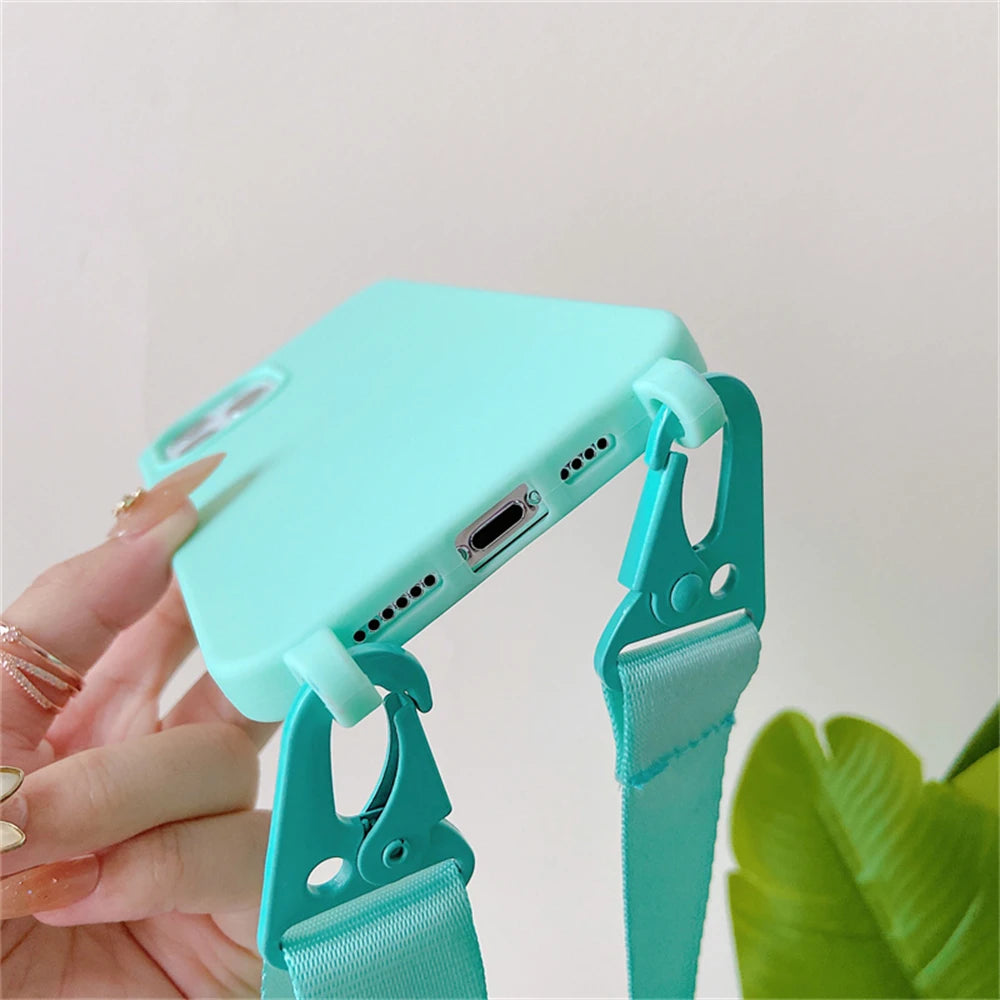 Crossbody Lanyard Case for iPhone 14-17 Pro Max - Shockproof Silicone Strap Cover - ZOOMNSTORE