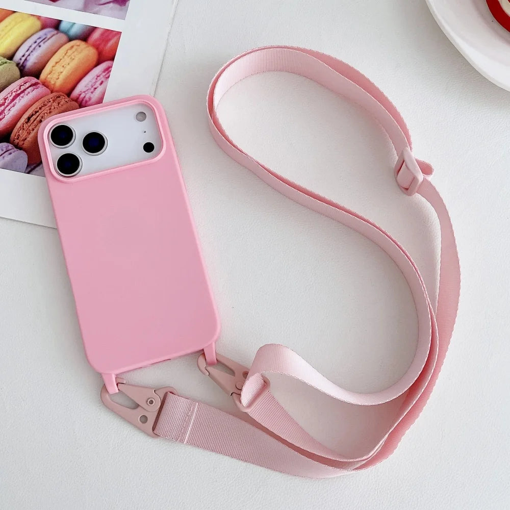 Crossbody Lanyard Case for iPhone 14-17 Pro Max - Shockproof Silicone Strap Cover - ZOOMNSTORE