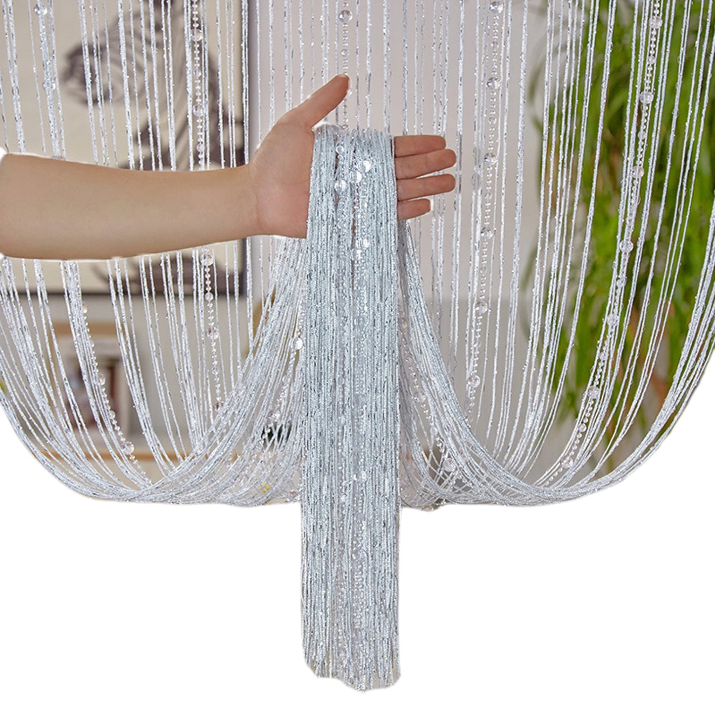 Crystal Bead Curtain - Elegant Beaded String Door Curtain with Shiny Tassels - ZOOMNSTORE