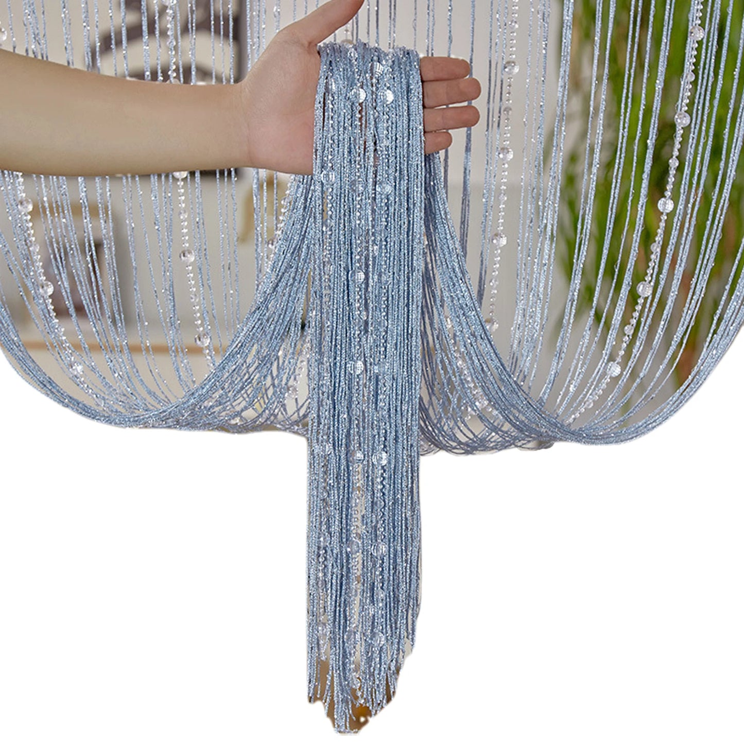 Crystal Bead Curtain - Elegant Beaded String Door Curtain with Shiny Tassels - ZOOMNSTORE