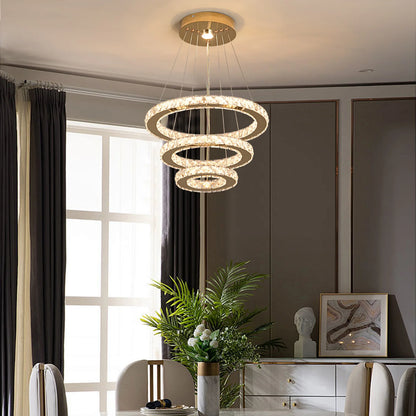 Crystal Chandelier - Luxury LED Dining Pendant Light With Chrome Clear Crystal - ZOOMNSTORE