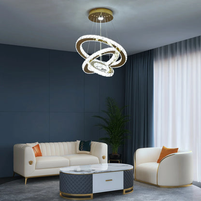 Crystal Chandelier - Luxury LED Dining Pendant Light With Chrome Clear Crystal - ZOOMNSTORE