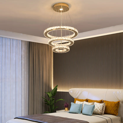 Crystal Chandelier - Luxury LED Dining Pendant Light With Chrome Clear Crystal - ZOOMNSTORE