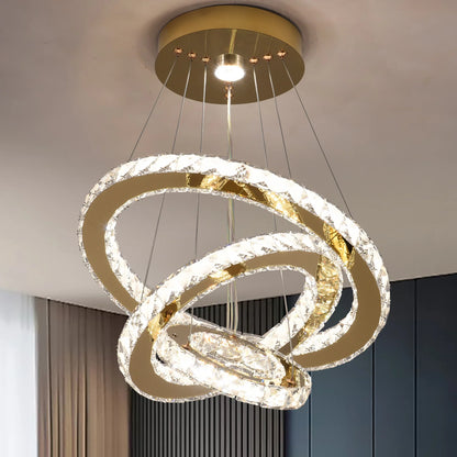 Crystal Chandelier - Luxury LED Dining Pendant Light With Chrome Clear Crystal - ZOOMNSTORE