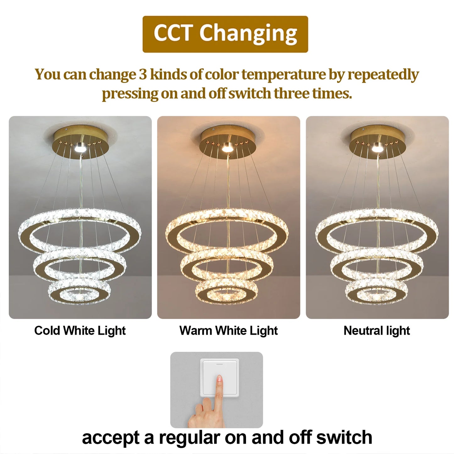Crystal Chandelier - Luxury LED Dining Pendant Light With Chrome Clear Crystal - ZOOMNSTORE