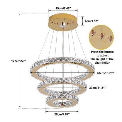 Crystal Chandelier - Luxury LED Dining Pendant Light With Chrome Clear Crystal - ZOOMNSTORE