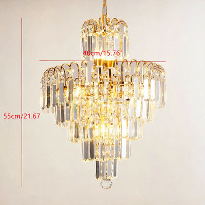 Crystal Chandelier - Modern Ceiling Light With K9 Crystal & Gold Pendant Lamp - ZOOMNSTORE