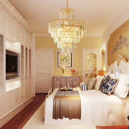 Crystal Chandelier - Modern Ceiling Light With K9 Crystal & Gold Pendant Lamp - ZOOMNSTORE