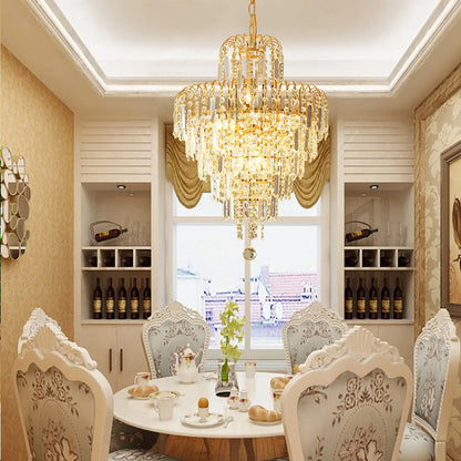 Crystal Chandelier - Modern Ceiling Light With K9 Crystal & Gold Pendant Lamp - ZOOMNSTORE