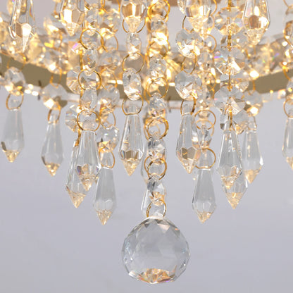 Crystal Chandelier - Modern Gold Ceiling Light With LED Flush Mount Fixture - ZOOMNSTORE
