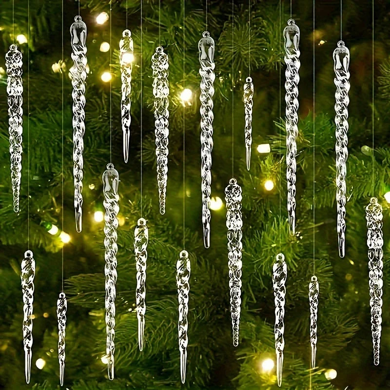 Crystal Clear Icicle Ornaments - Christmas Tree Decorations 122436pcs - ZOOMNSTORE