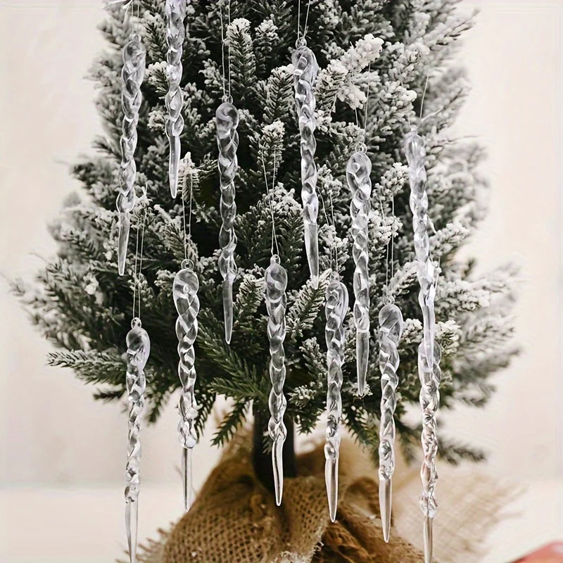 Crystal Clear Icicle Ornaments - Christmas Tree Decorations 122436pcs - ZOOMNSTORE