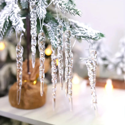 Crystal Clear Icicle Ornaments - Christmas Tree Decorations 122436pcs - ZOOMNSTORE