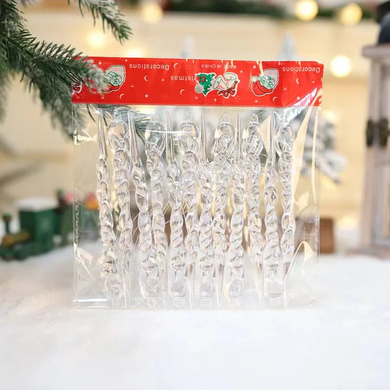 Crystal Clear Icicle Ornaments - Christmas Tree Decorations 122436pcs - ZOOMNSTORE