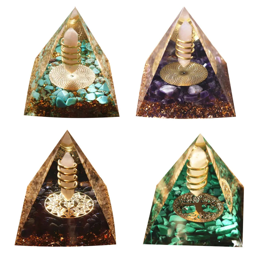 Natural Crystal Energy Pyramids - Handmade EMF Protection Healing Stones for Yoga Meditation - ZOOMNSTORE