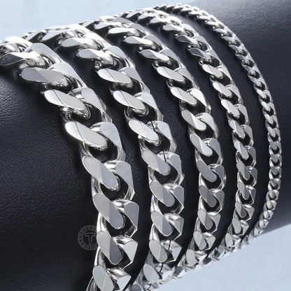 Mens Stainless Steel Curb Cuban Link Bracelet - Black  Gold Silver Color Womens Jewelry KBM03 - ZOOMNSTORE