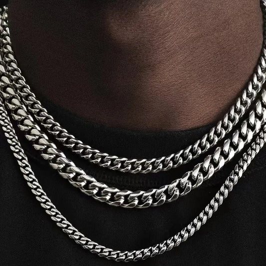 Curb Cuban Necklaces - Stainless Steel Link Chain Chokers for Men  Women in Black  Gold - ZOOMNSTORE