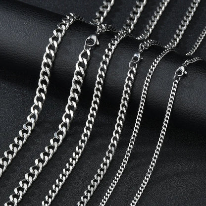 Curb Cuban Necklaces - Stainless Steel Link Chain Chokers for Men  Women in Black  Gold - ZOOMNSTORE
