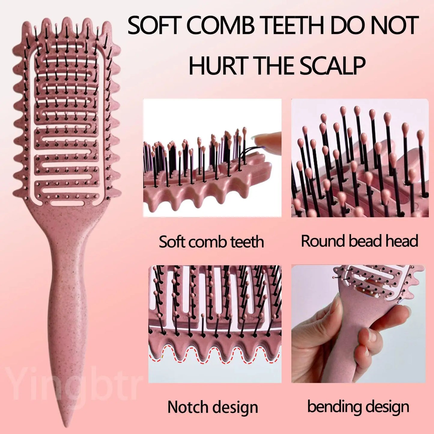 Curly Hair Brush – Hollow Design Frizz Control & Curl Defining Tool for Men Women - ZOOMNSTORE