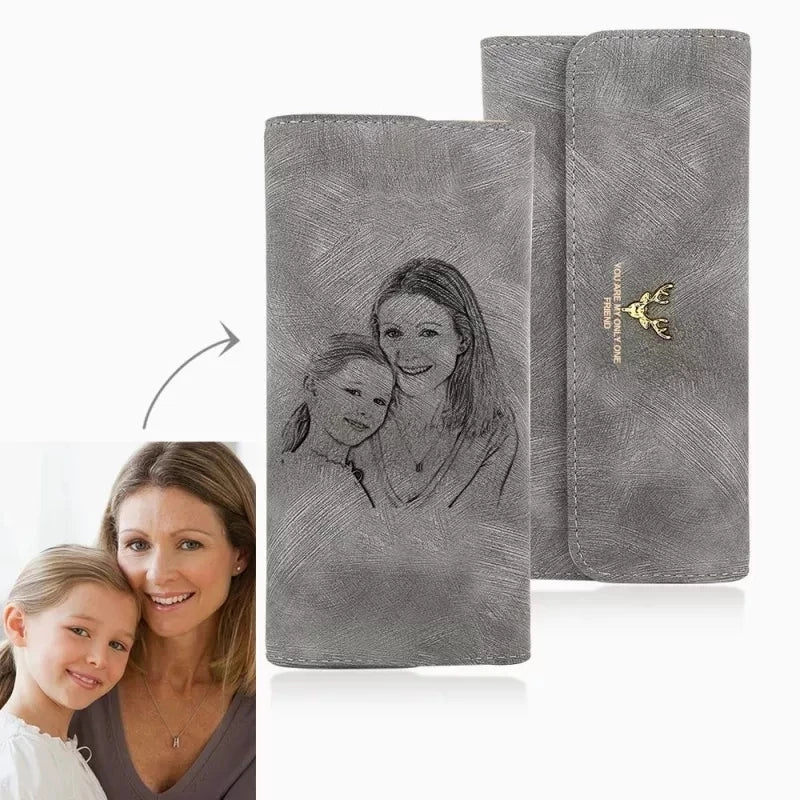 Custom Engraved Photo Wallet - Personalized Trifold Wallet for Women Mothers Day Gift - ZOOMNSTORE