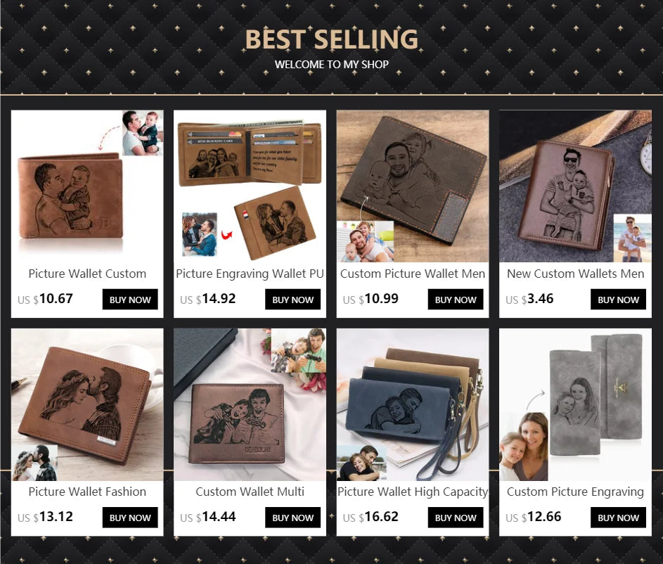 Custom Engraved Photo Wallet - Personalized Trifold Wallet for Women Mothers Day Gift - ZOOMNSTORE