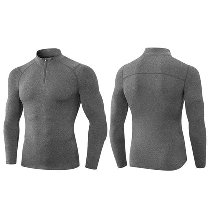 Custom Logo Mens Winter Fleece Long Sleeve Sportswear - Gym Running Compression Sweatshirt - ZOOMNSTORE