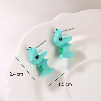 Cute Animal Stud Earrings - Cartoon Cat Bear Shark Dinosaur Jewelry for Women - ZOOMNSTORE