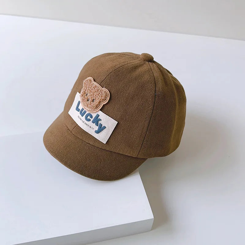 Cute Bear Baby Duck Tongue Hat Short Brim Children Baseball Hats Solid Cotton Kids Duckbill Cap Fashion Sunshade Visors 1-3Year - ZOOMNSTORE