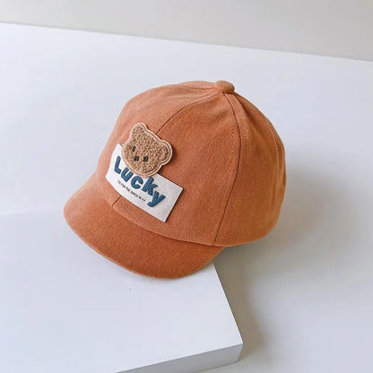 Cute Bear Baby Duck Tongue Hat Short Brim Children Baseball Hats Solid Cotton Kids Duckbill Cap Fashion Sunshade Visors 1-3Year - ZOOMNSTORE