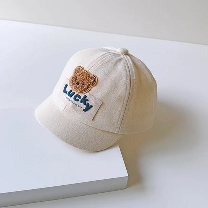 Cute Bear Baby Duck Tongue Hat Short Brim Children Baseball Hats Solid Cotton Kids Duckbill Cap Fashion Sunshade Visors 1-3Year - ZOOMNSTORE