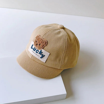 Cute Bear Baby Duck Tongue Hat Short Brim Children Baseball Hats Solid Cotton Kids Duckbill Cap Fashion Sunshade Visors 1-3Year - ZOOMNSTORE