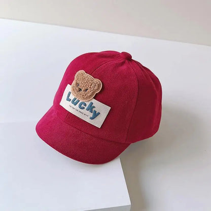 Cute Bear Baby Duck Tongue Hat Short Brim Children Baseball Hats Solid Cotton Kids Duckbill Cap Fashion Sunshade Visors 1-3Year - ZOOMNSTORE