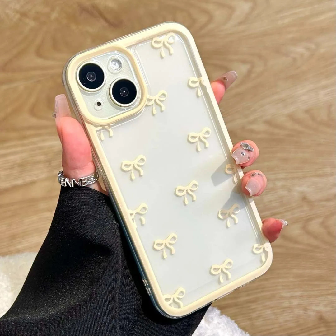Cute Bowknot Phone Case for iPhone 12-16 Pro Max - Soft Clear Candy Cover - ZOOMNSTORE