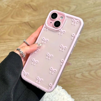 Cute Bowknot Phone Case for iPhone 12-16 Pro Max - Soft Clear Candy Cover - ZOOMNSTORE