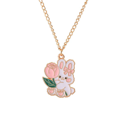 Cute Bunny Necklace - Rose Moon Pendant Jewelry for Kids - ZOOMNSTORE
