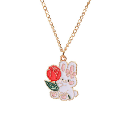Cute Bunny Necklace - Rose Moon Pendant Jewelry for Kids - ZOOMNSTORE