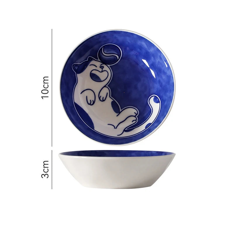 Cute Cartoon Lucky Cat Sauce Dish - Japanese Style Ceramic Sushi Plate - ZOOMNSTORE
