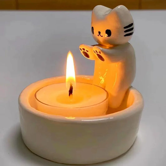 Cute Cat Candle Holder - Creative Aromatherapy Candlestick Decoration - ZOOMNSTORE