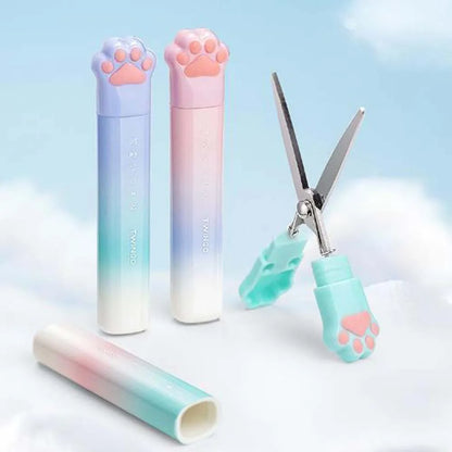 1PC Cute Cat Claw Portable Scissors, Creative Pen Ledger Tools, Gradient Stationery Scissors - ZOOMNSTORE