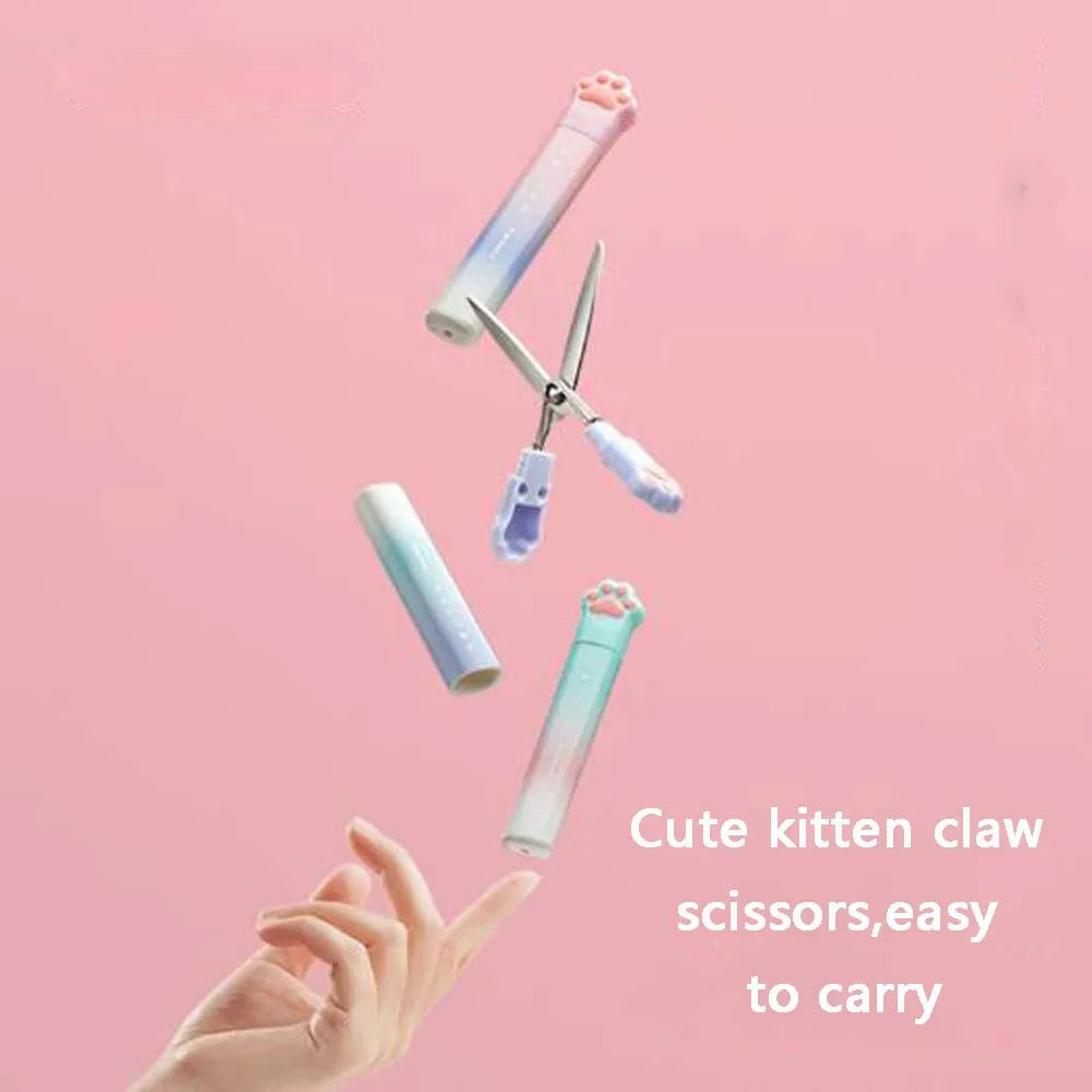 1PC Cute Cat Claw Portable Scissors, Creative Pen Ledger Tools, Gradient Stationery Scissors - ZOOMNSTORE