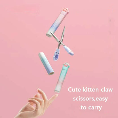 1PC Cute Cat Claw Portable Scissors, Creative Pen Ledger Tools, Gradient Stationery Scissors - ZOOMNSTORE