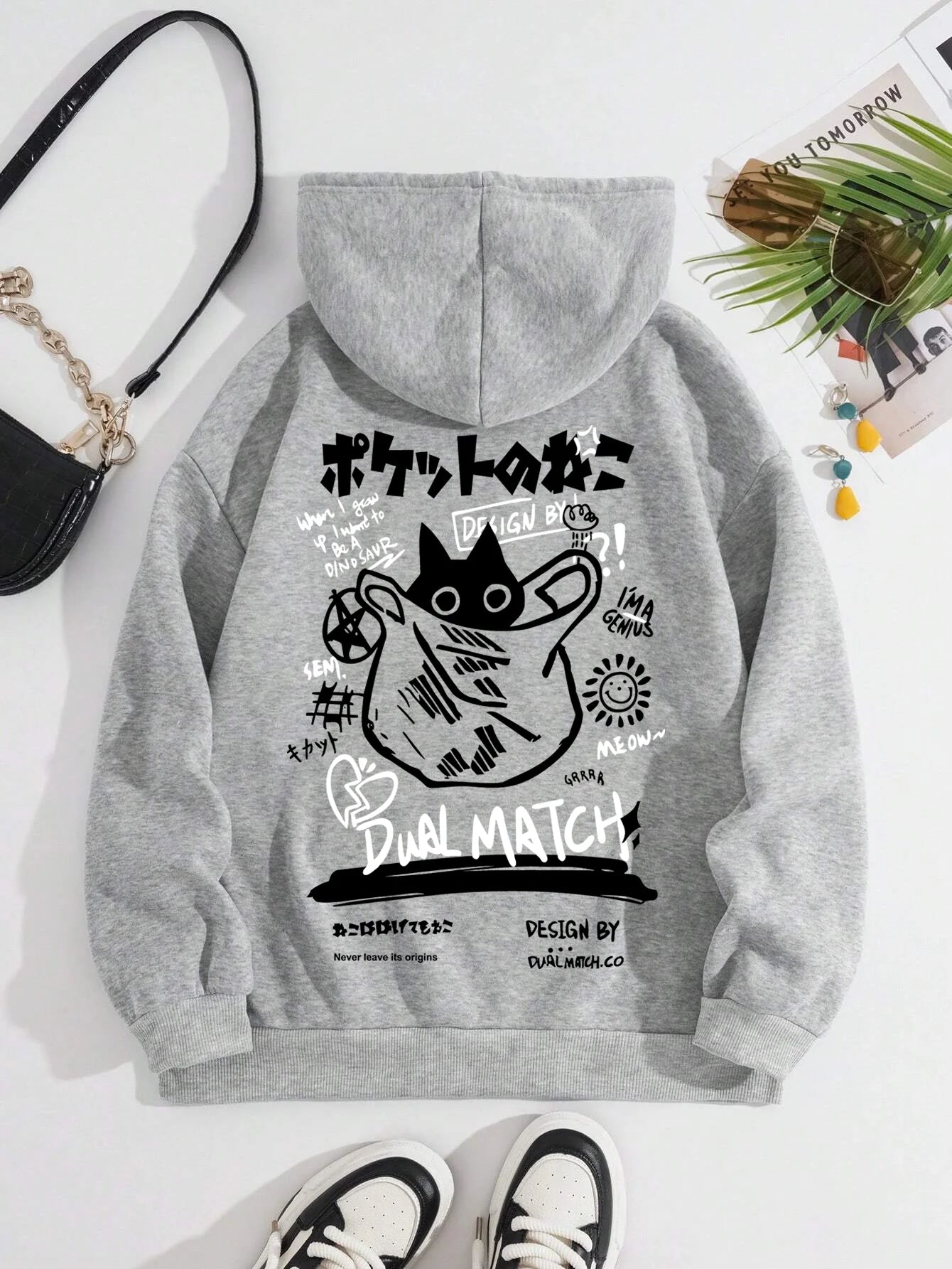 Cute Cat Hoodie - Casual Cartoon Sweatshirt for Women - ZOOMNSTORE