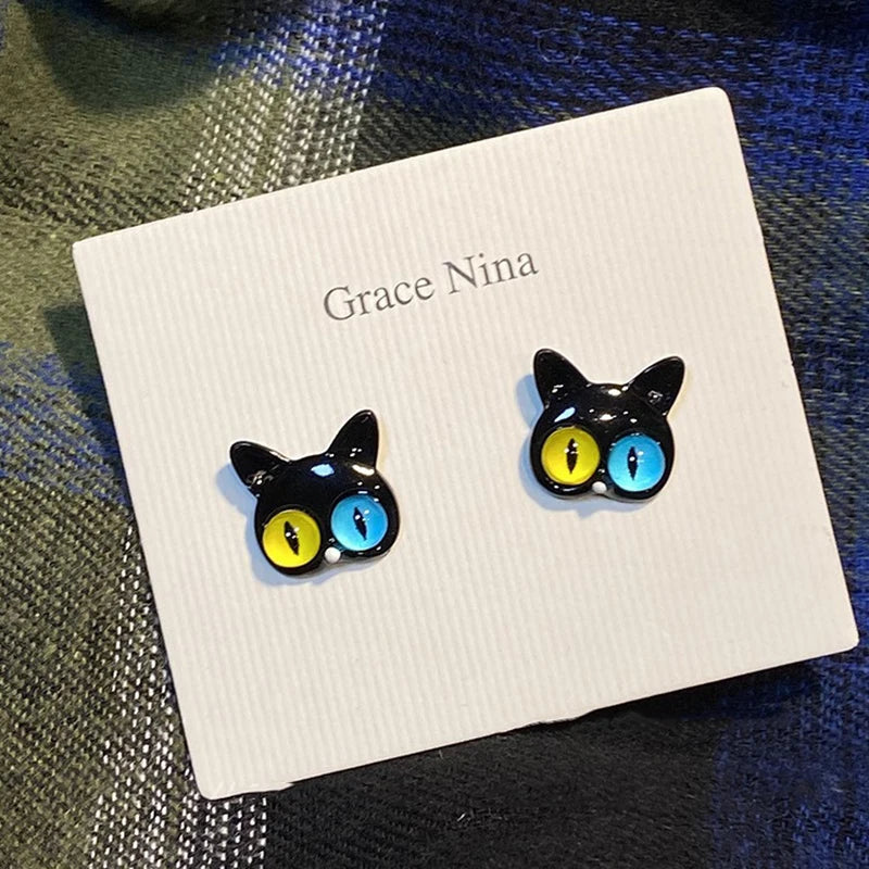Cute Fish Cat Earrings - Retro Asymmetrical Cartoon Jewelry for Women - ZOOMNSTORE