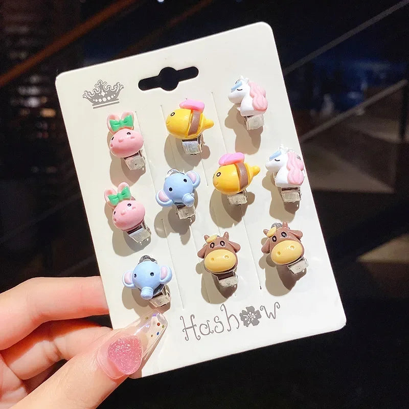 Cute Flower Ear Clips - 10pcs Girls Earrings No Ear Hole Jewelry for Kids - ZOOMNSTORE