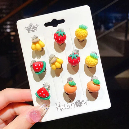 Cute Flower Ear Clips - 10pcs Girls Earrings No Ear Hole Jewelry for Kids - ZOOMNSTORE
